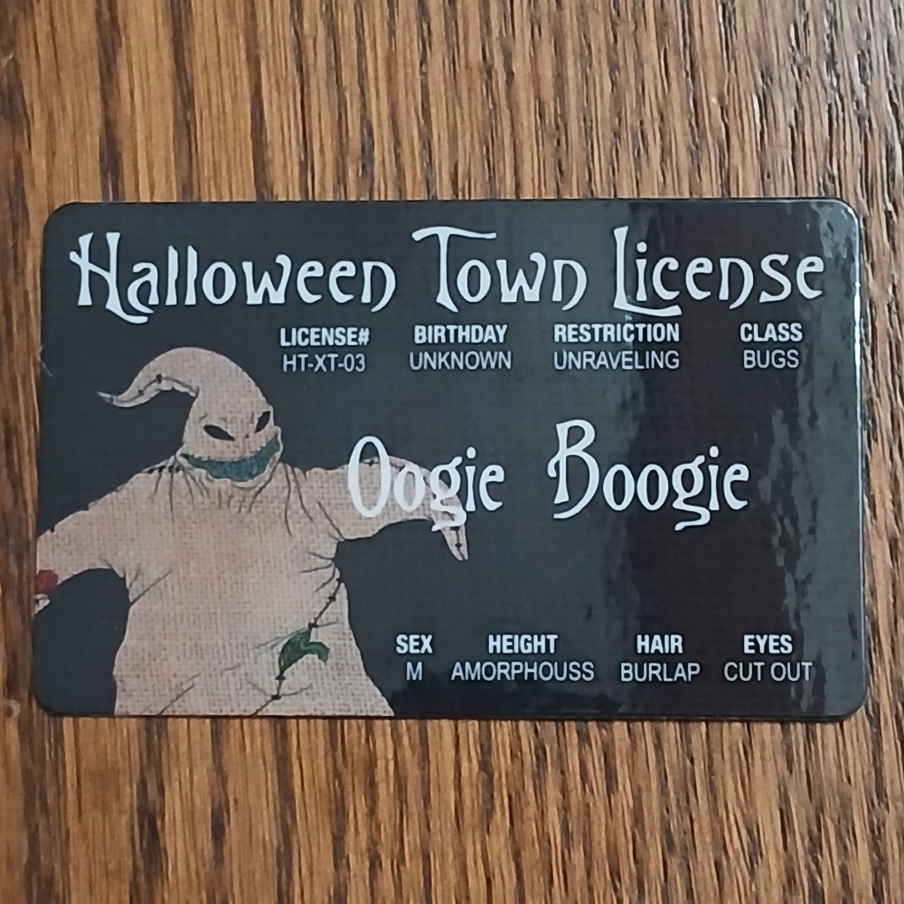 OOGIE BOOGIE Driver License ID Laminated Nightmare Before Christmas Prop Gift